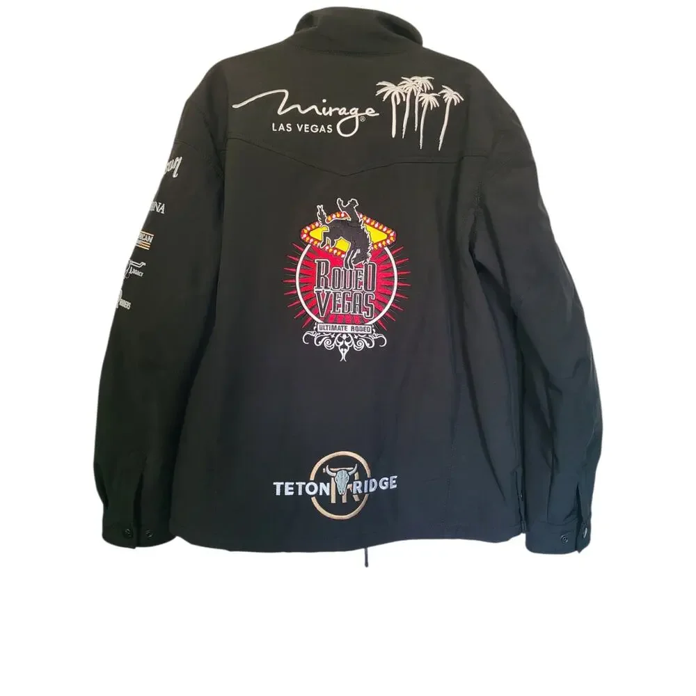 Rodeo Vegas Limited Edition NFR Sponsor Softshell Jacket Black Men's Size Large